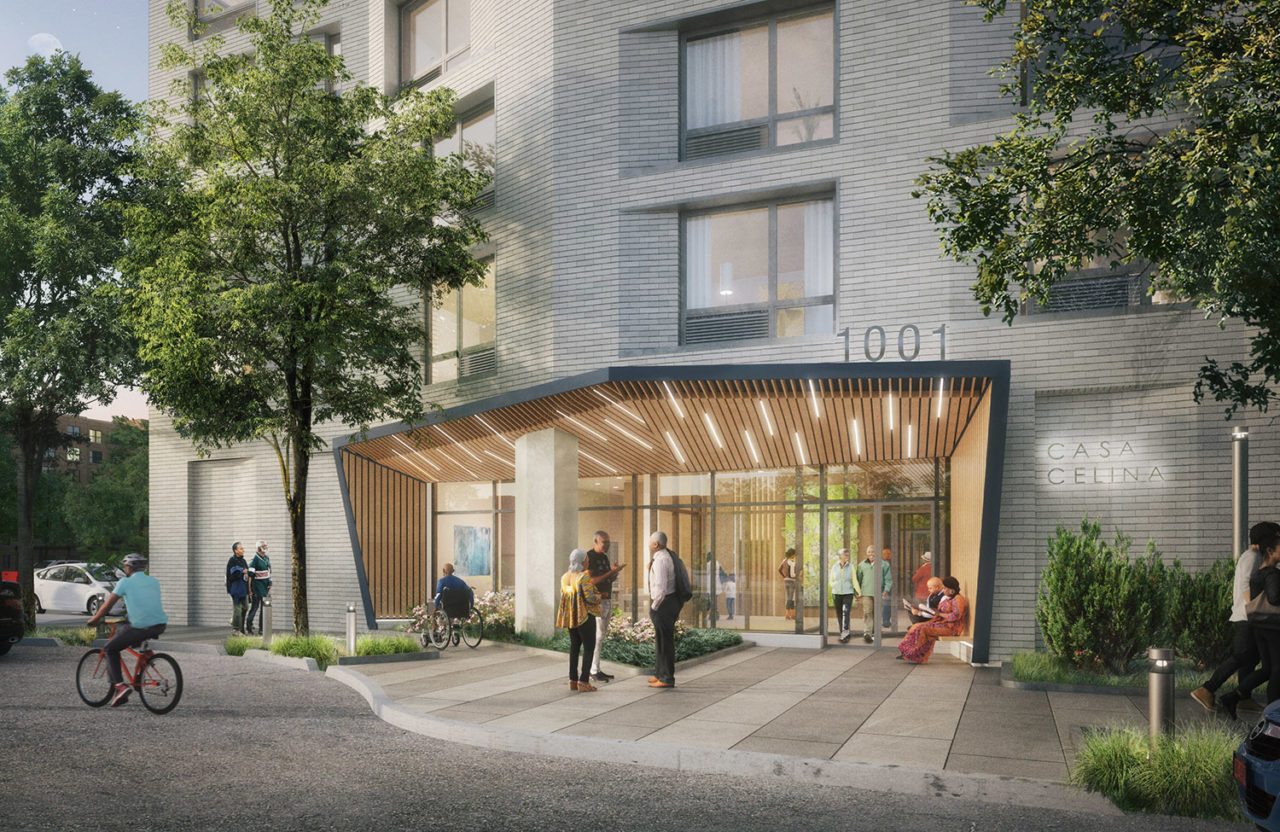 Rendering of the entrance to Casa Celina from the outside.