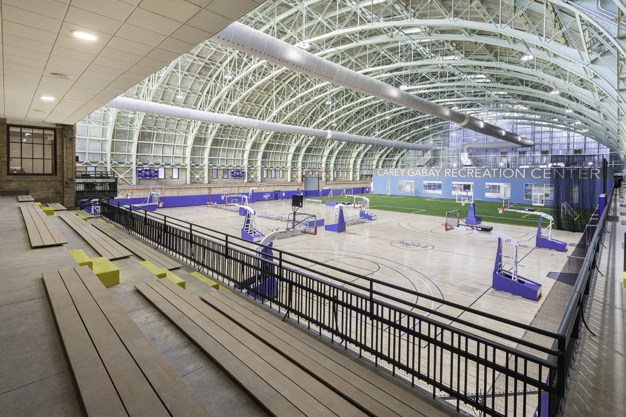Photo of the interior athletic spaces at the Major R. Owens Health & Wellness Center.