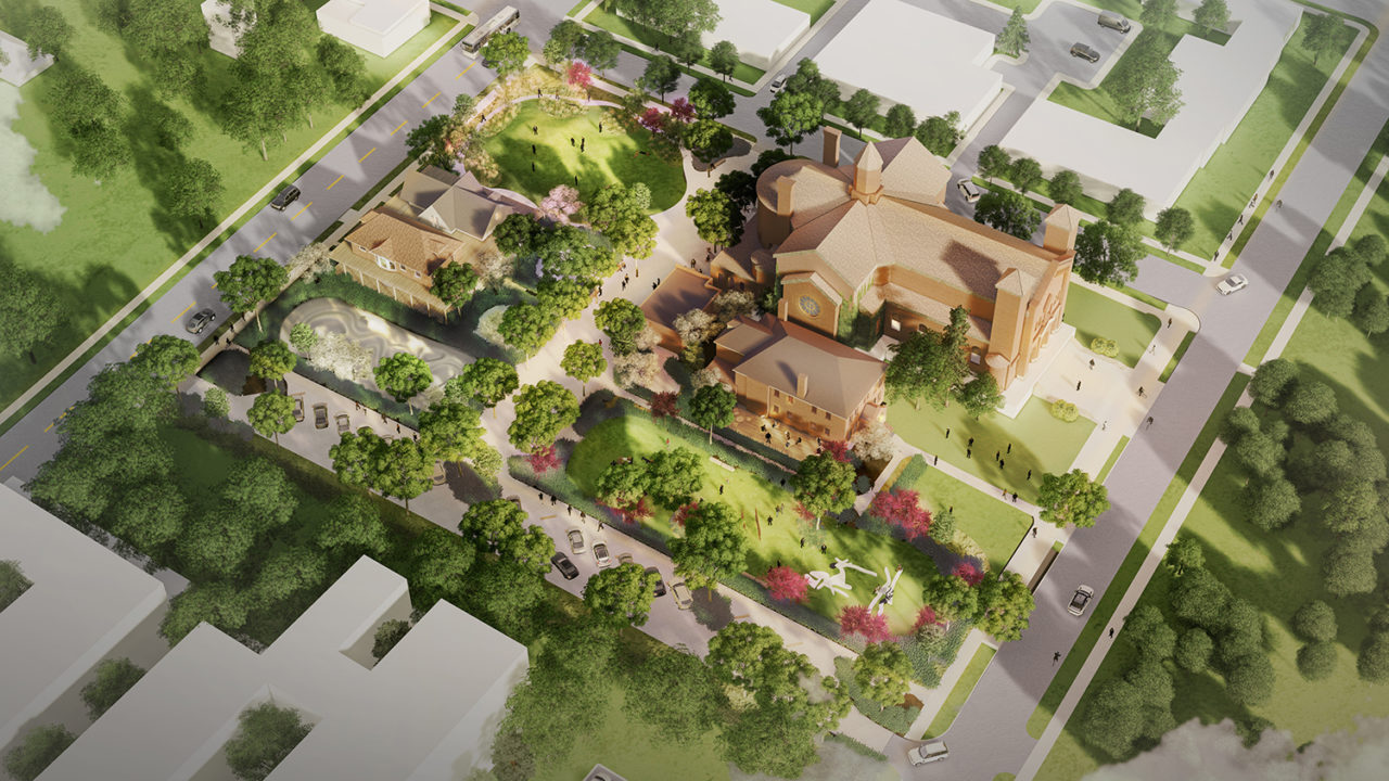 Aerial rendering of the Shepherd and the organization's grounds.