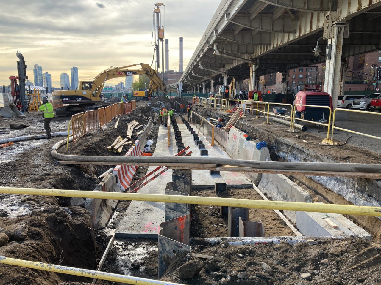 Construction underway for the East Side Coastal Resiliency Project,