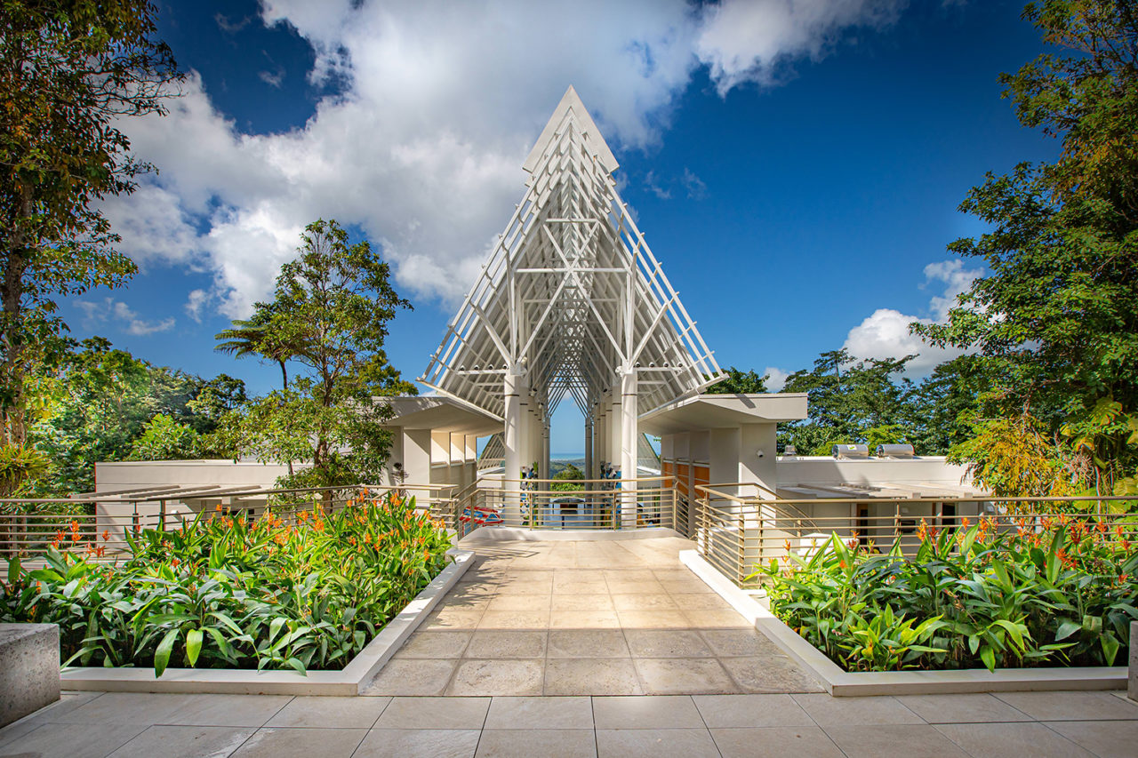 A pyramidal structure at El Portal Visitor's Center.
