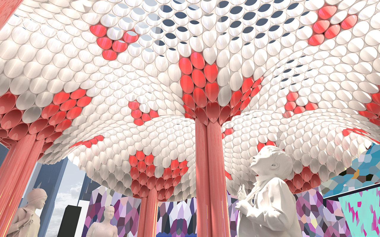 Rendering of Bloom looking up, showcasing the vaults.