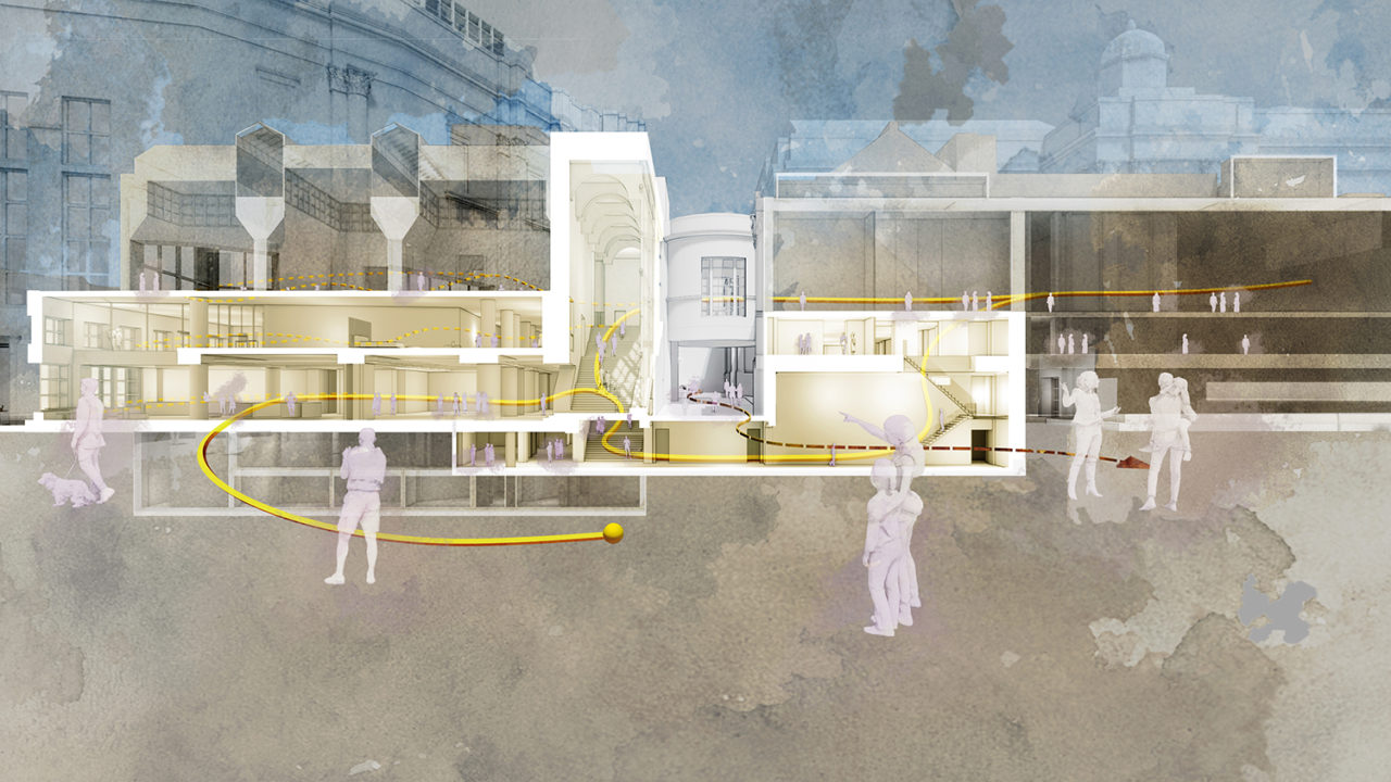 Sectional drawing of Selldorf's renovation of the National Gallery of Art.