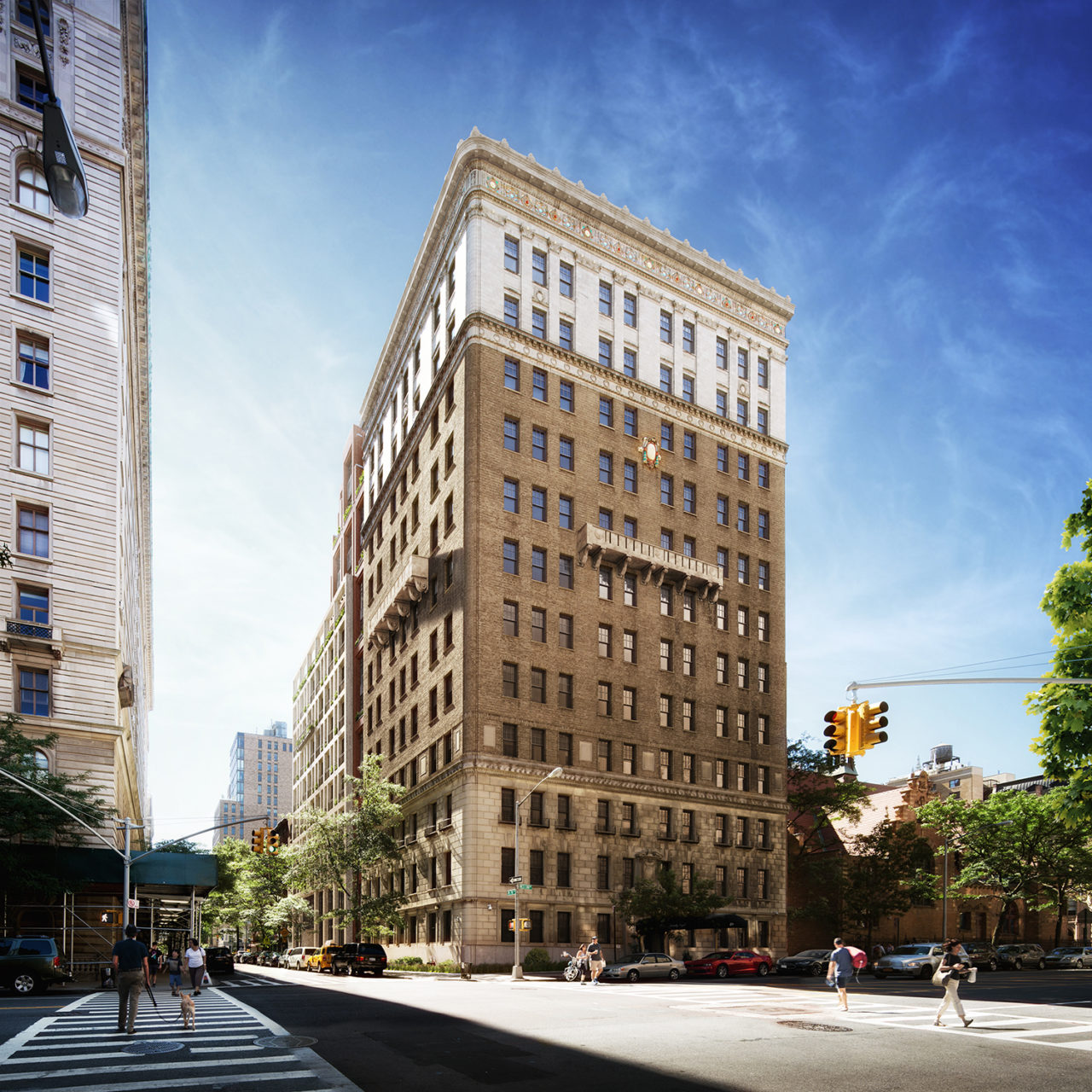 Rendering of the exterior of 378 West End, showing the building's full elevation.