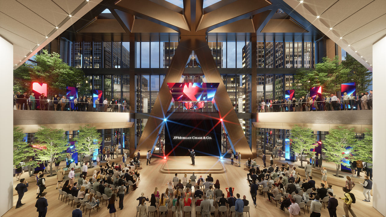 JPMorgan Chase headquarters by Foster + Partners with Adamson Associates Architects and Practice for Architecture and Urbanism. Image: Lightfield London.