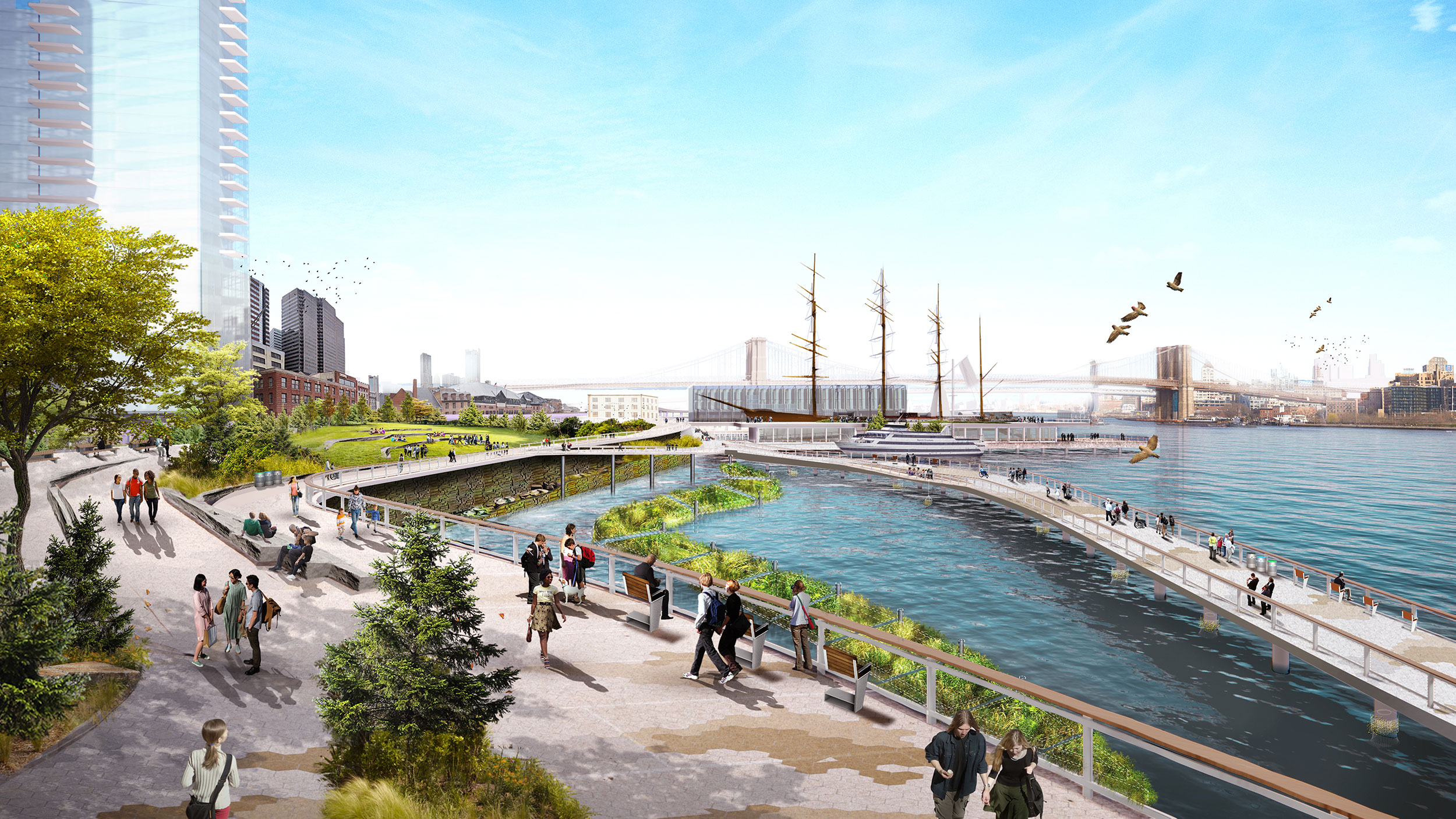 Rendering of Financial District and Seaport Climate Resilience Master Plan