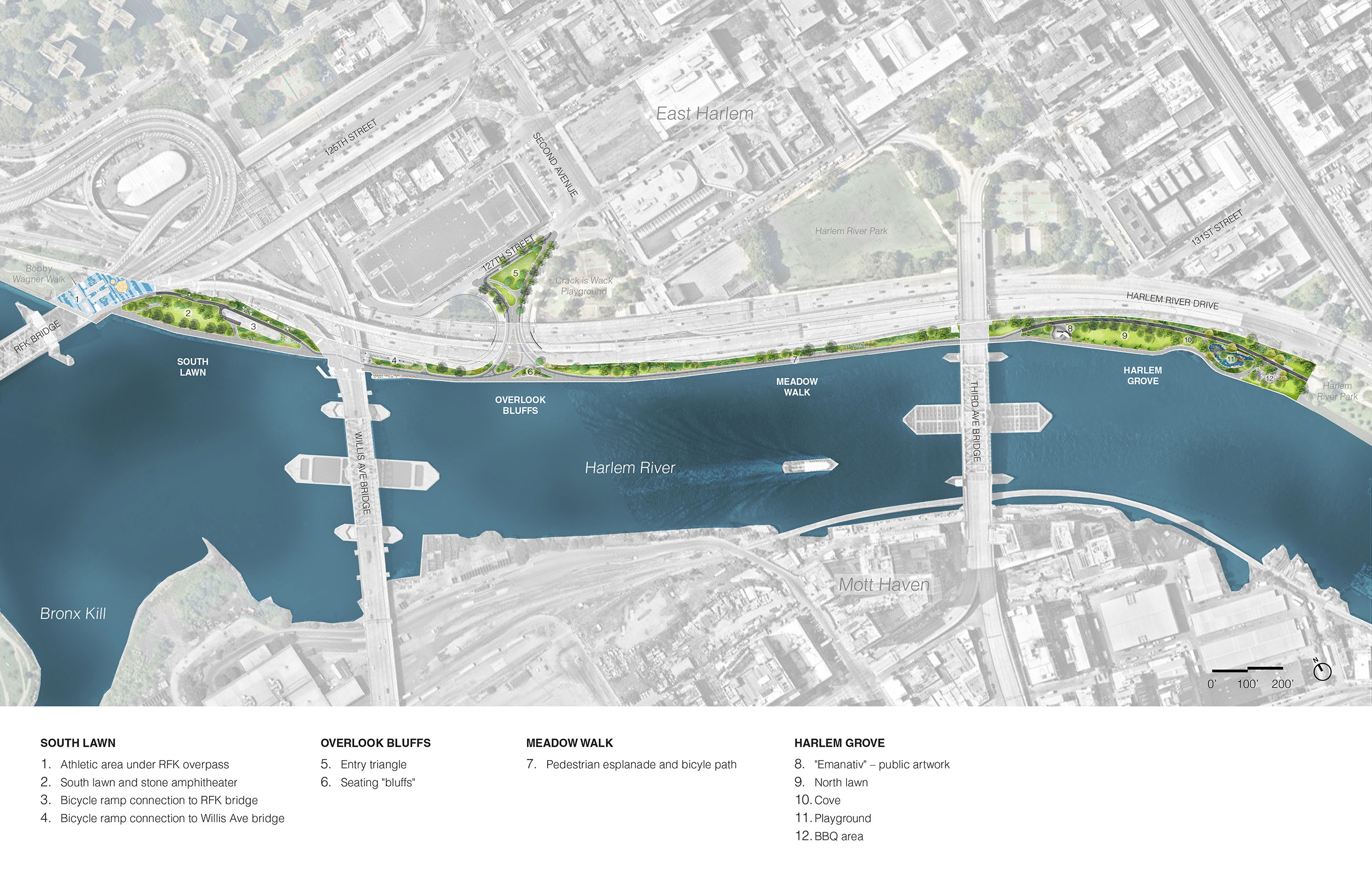 Site plan of Manhattan Greenway Harlem River, New York, NY