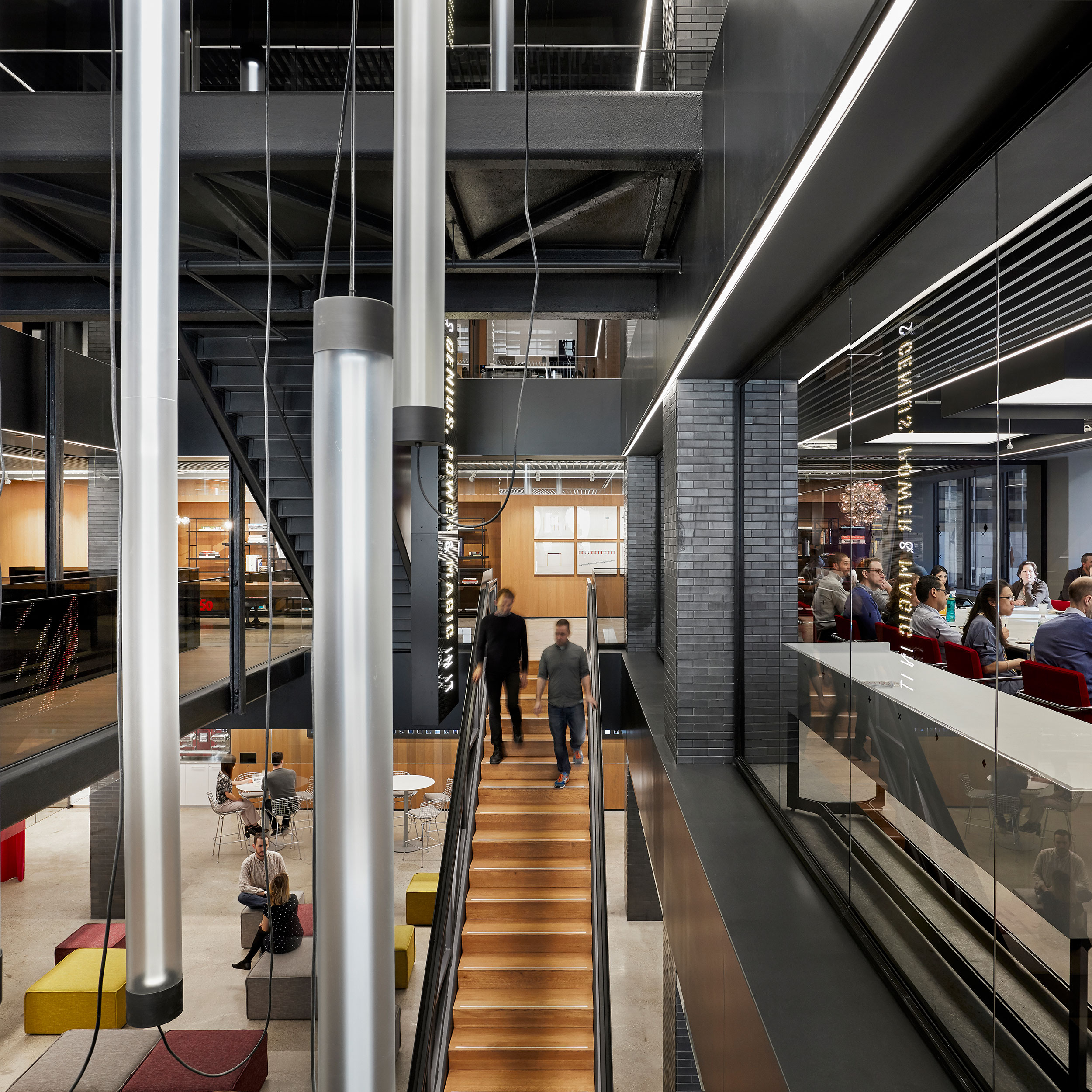 Office interior with dramatic staircase