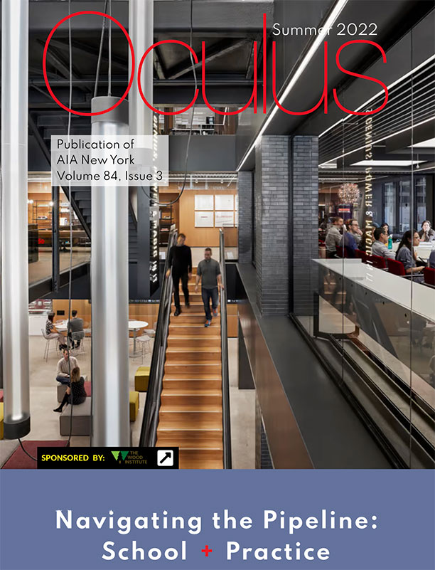 Oculus magazine Summer 2022 cover featuring an office interior with a dramatic staircase