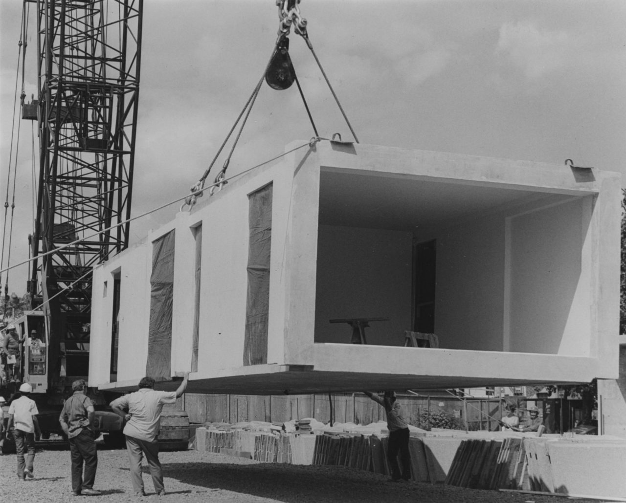 A modular compartment for the 18-floor Shelley System Operation Breakthrough building at Summit Avenue in Jersey City