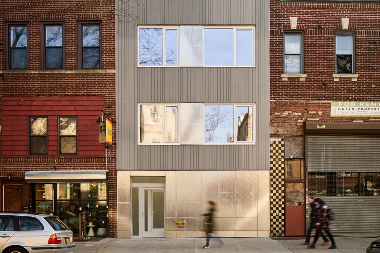 First floor entry and façade panels at 852 St. John’s Place, New York