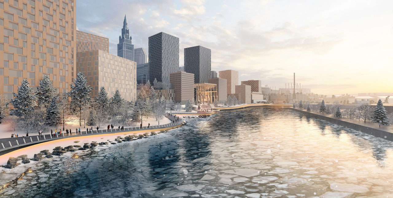 Cleveland’s Cuyahoga Riverfront Master Plan by Adjaye Associates, MKSK, and Osborn Engineering. Image: © Adjaye Associates.