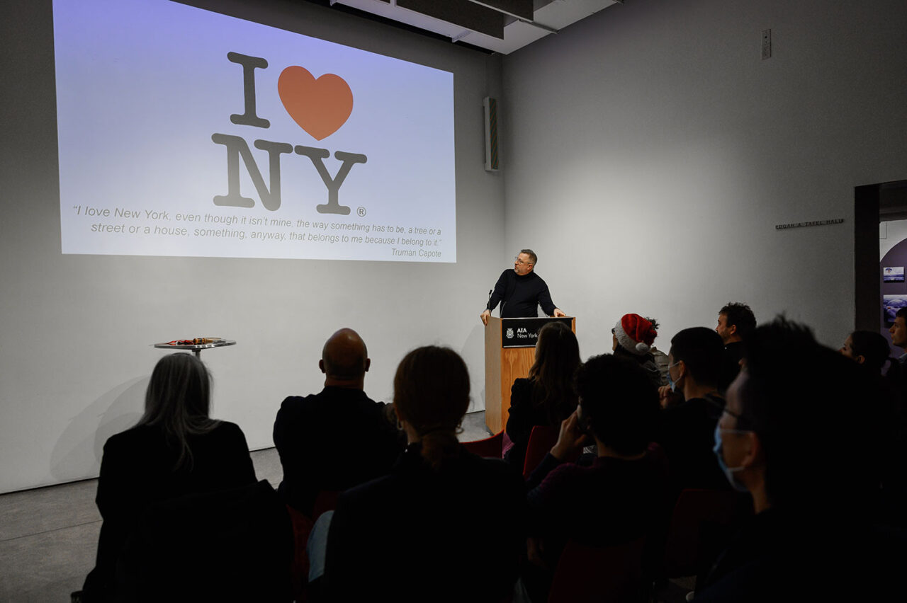 AIANY 2023 President Matthew Bremer at the podium