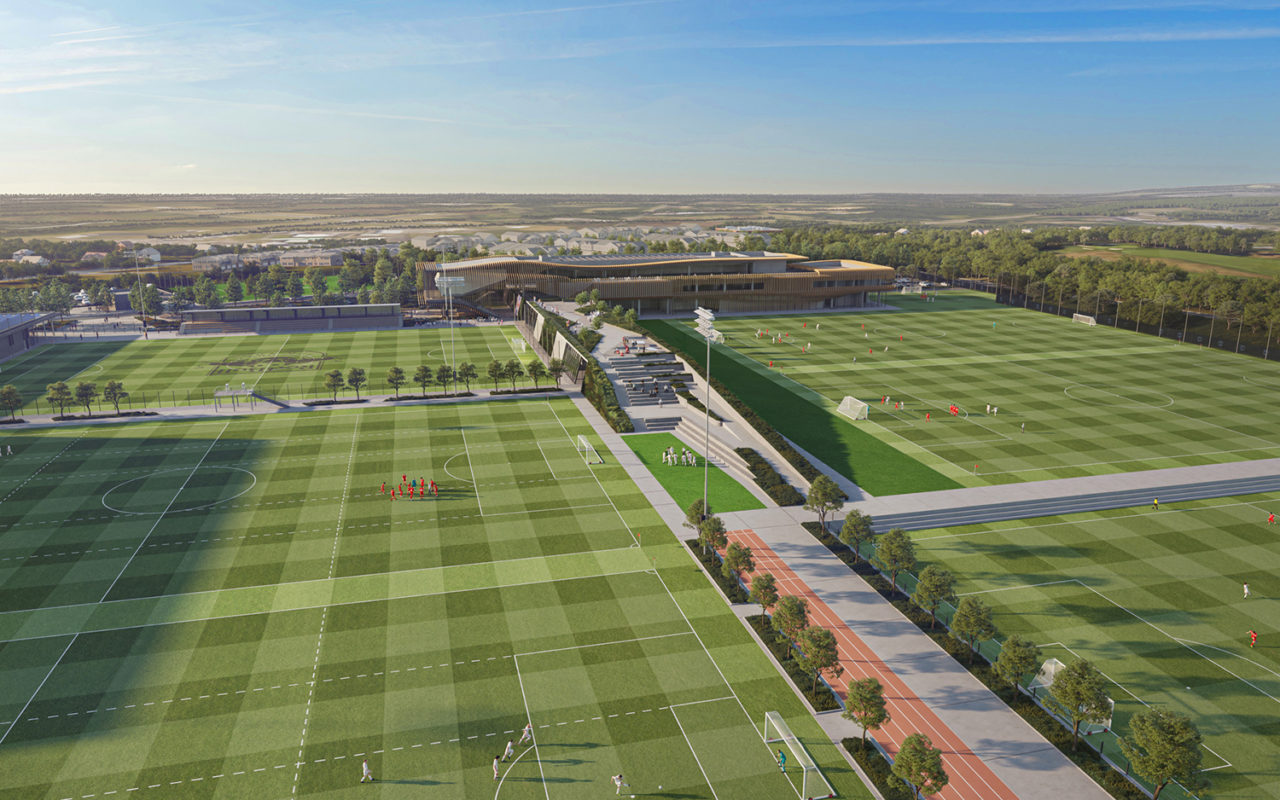 Rendering of Red Bulls training facility soccer fields