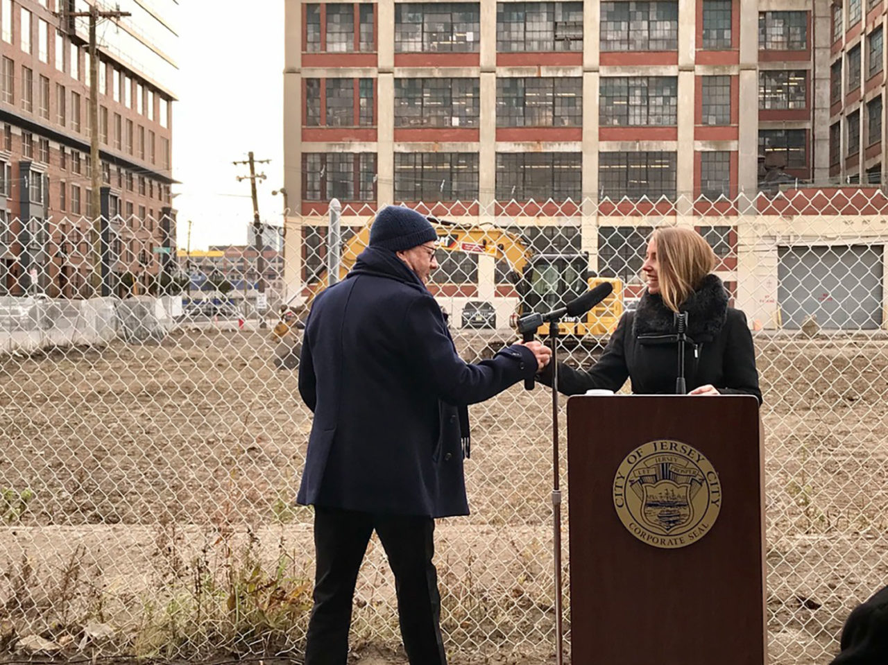 Thiele speaking at the ground breaking ceremony for Manhattan Building Company