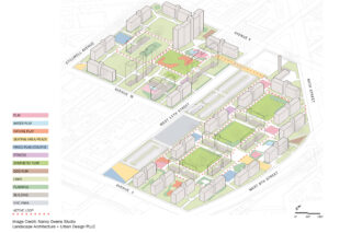Axonometric Rendering of New York City Housing Authority Open Space Master Plan