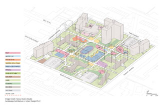 Axonometric Rendering of New York City Housing Authority Open Space Master Plan