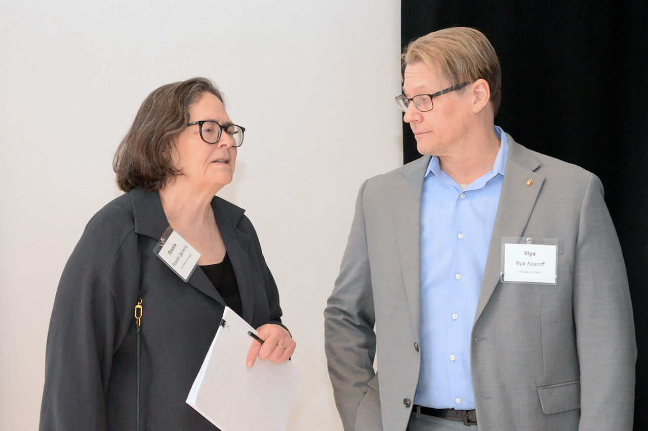 Doreen M. Harris, President and CEO, NYSERDA, and Illya Azaroff, FAIA, At-Large Director, Board of Directors, American Institute of Architects; Founding Principal, +LAB architect; Assoc. Professor, New York City College of Technology.Photo: Courtesy of NYSERDA.