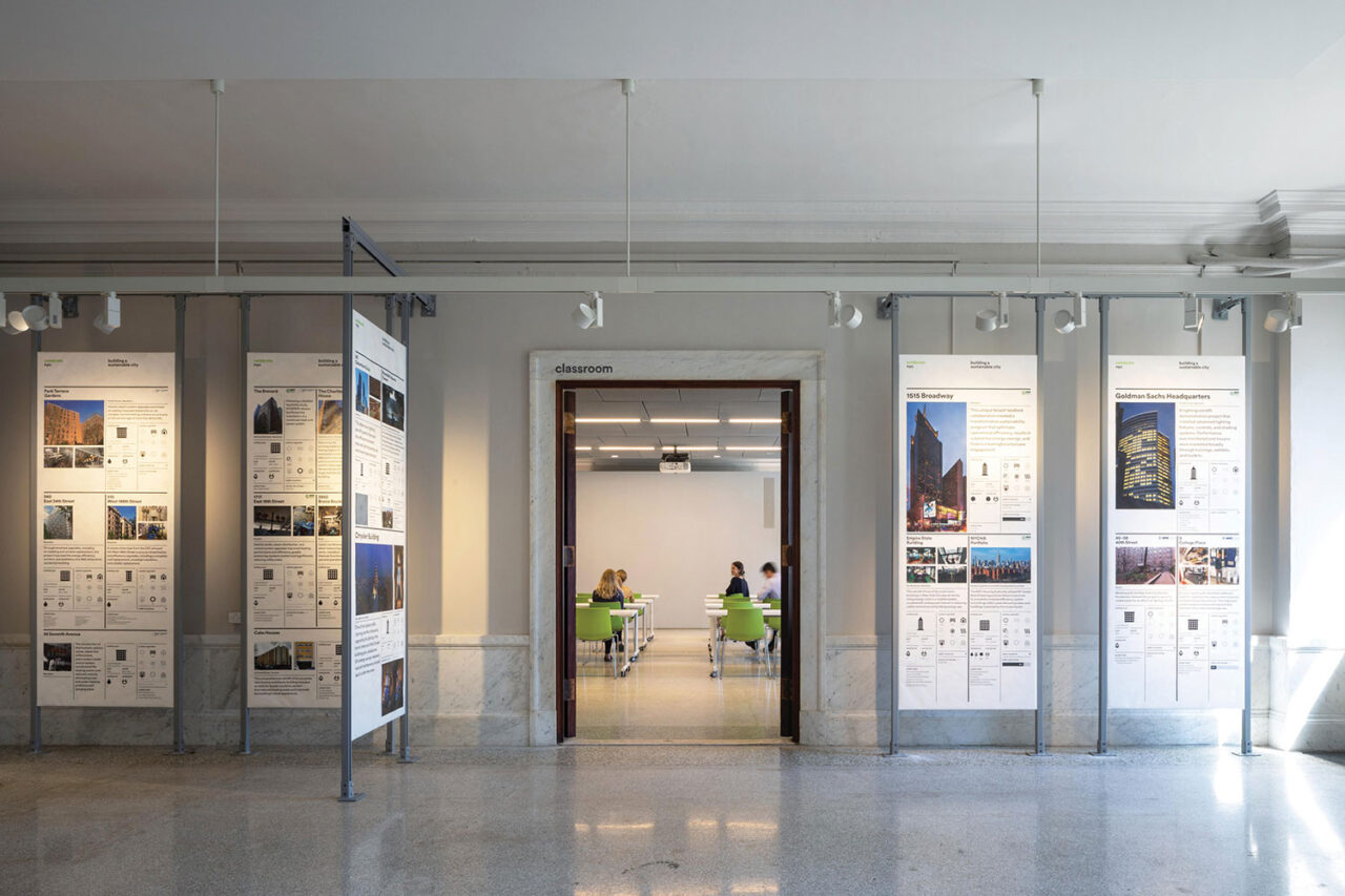 The Building Energy Exchange, located at 31 Chambers Street in the Surrogate’s Courthouse building, offers events, training, exhibits, and other resources for building professionals. Photography: Elizabeth Felicella.