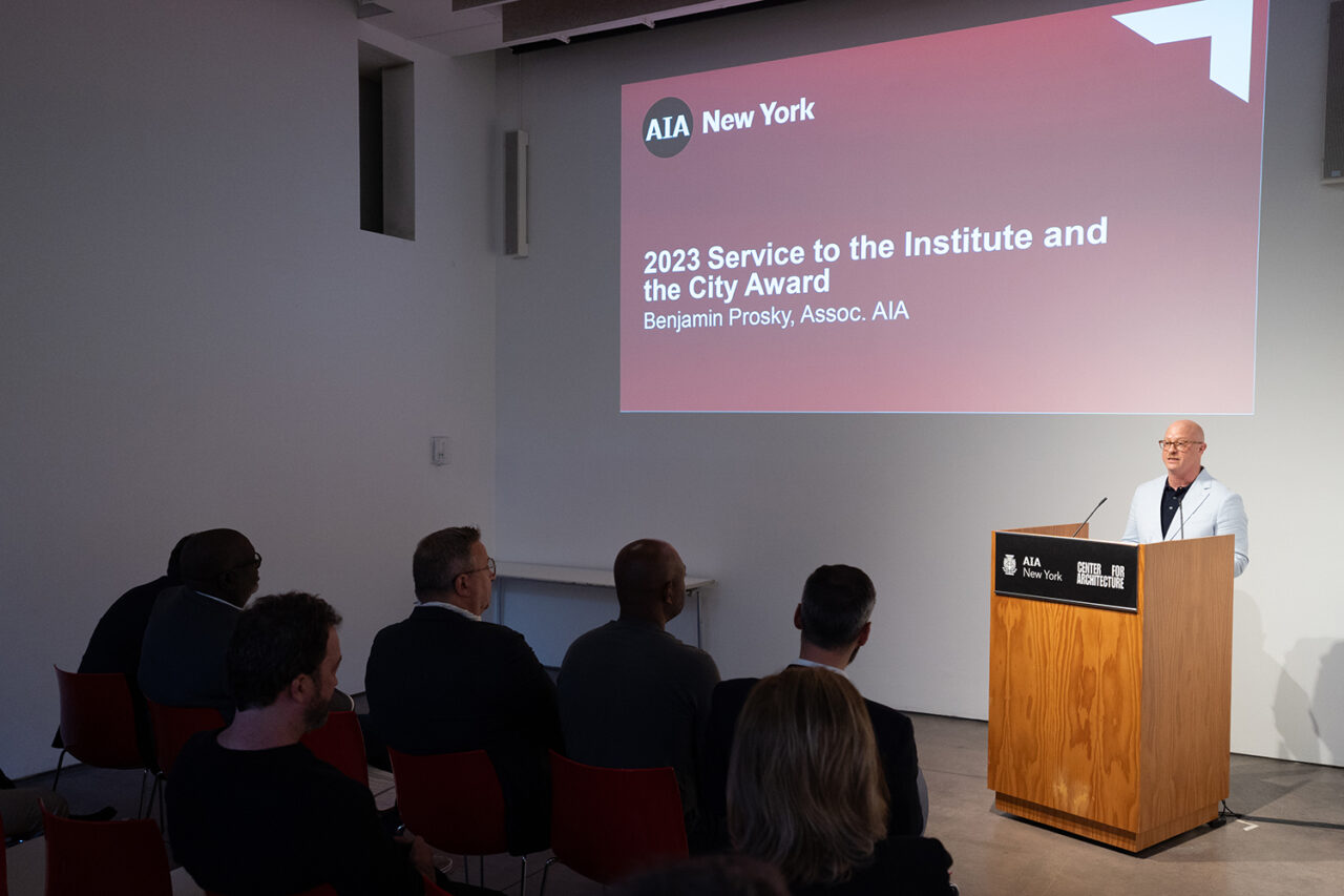 Service to the Institute Award and Service to the City Award: Benjamin Prosky, Assoc. AIA, former Executive Director, AIA New York | Center for Architecture; President, Classical American Homes Preservation Trust. Photo: Sam Lahoz