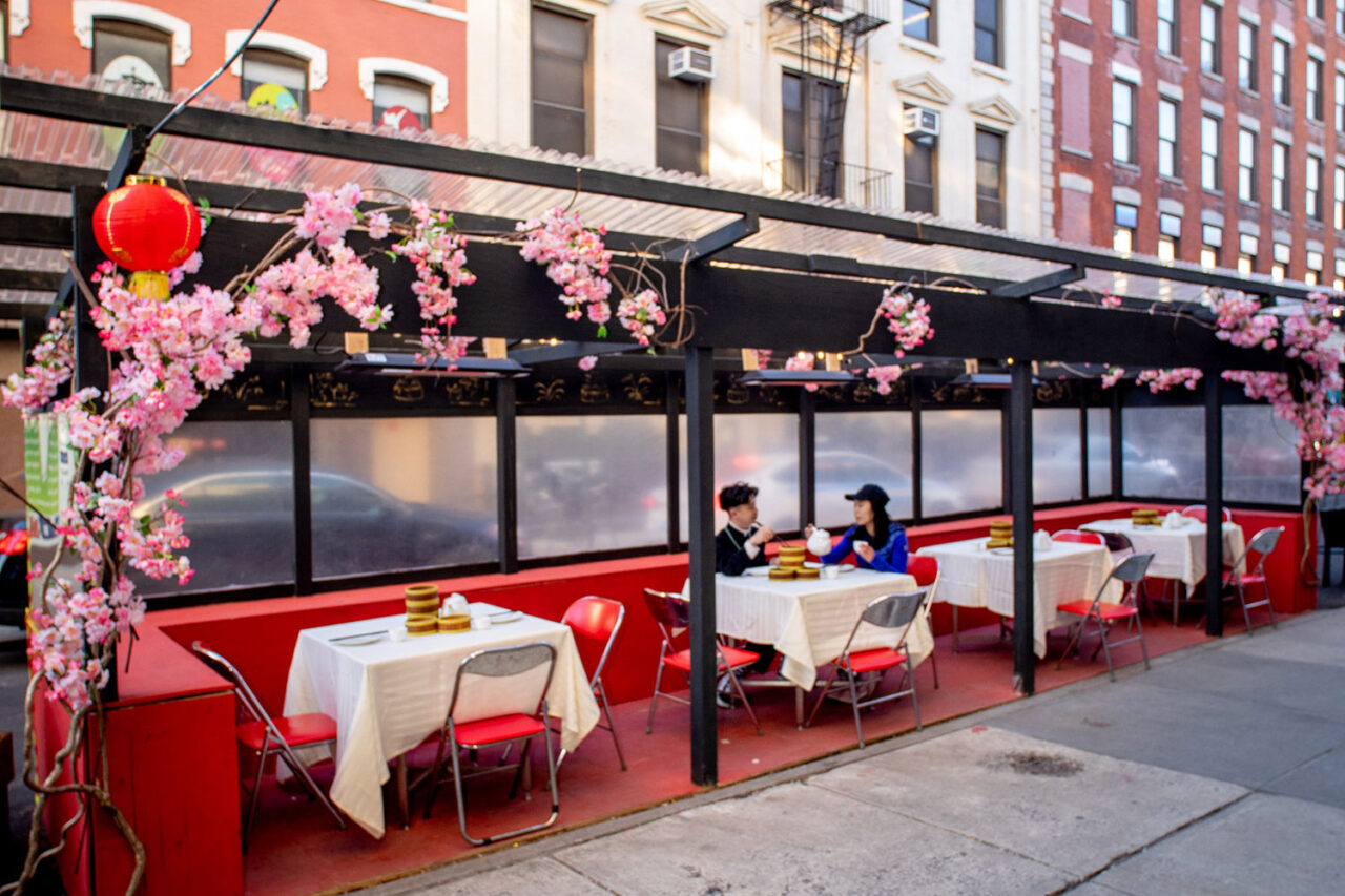 Jing Fong's outdoor dining structure by Lalire March Architects