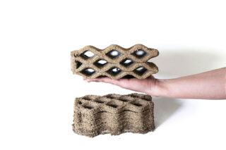 3D-printed earth-fiber bricks from Columbia GSAPP’s Natural Materials Lab.