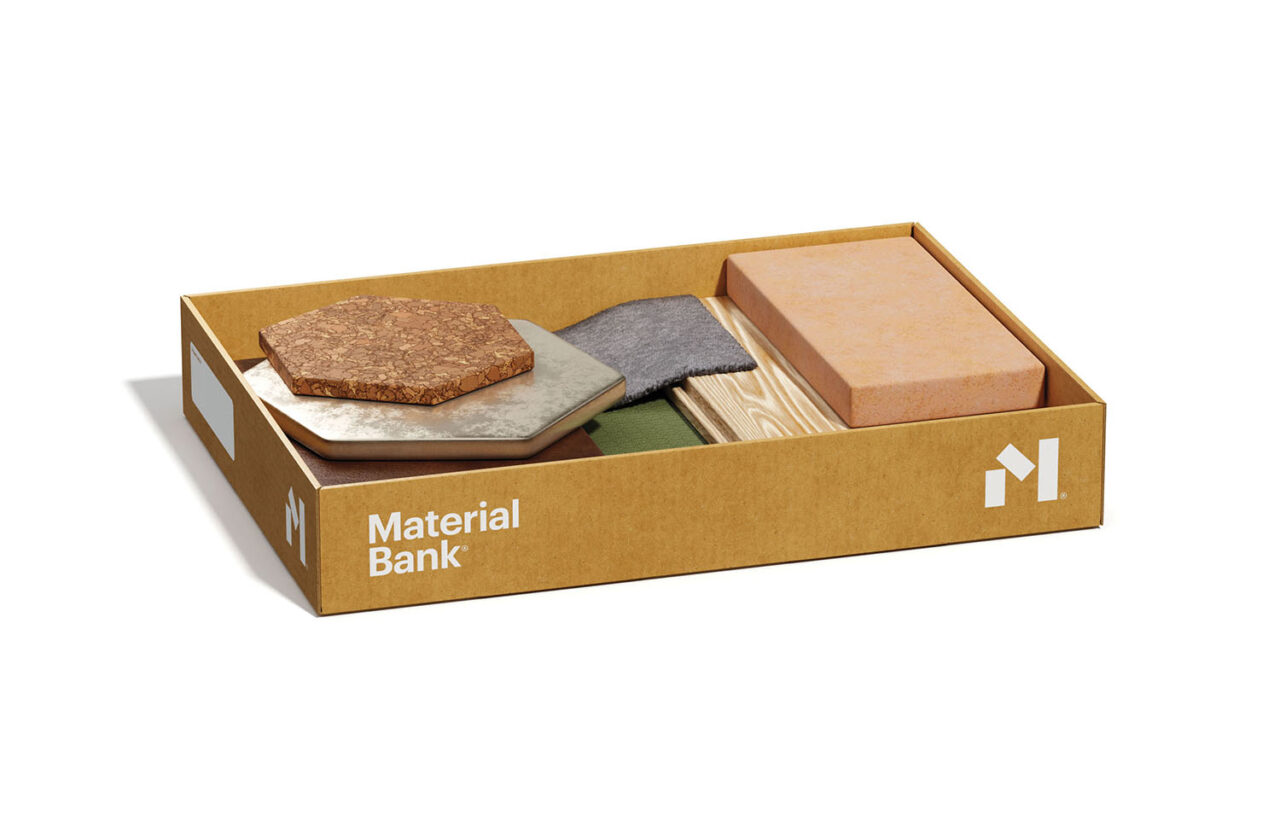 Box of samples from Material Bank.