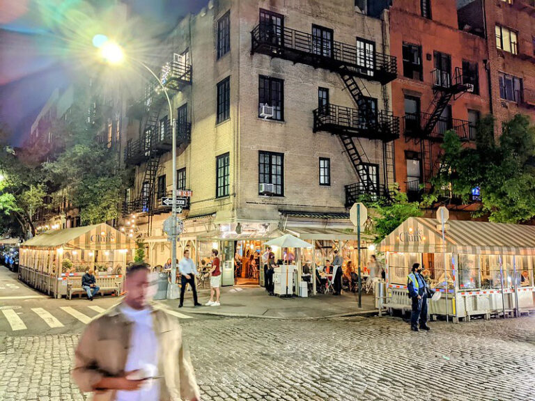 New Yorkers dining outdoors in the West Village