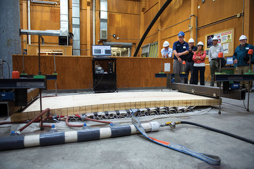 Structural testing of a CLT segment.