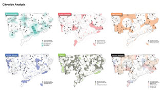 Citywide analysis mapping school strategies in Detroit, MI, by Interboro.