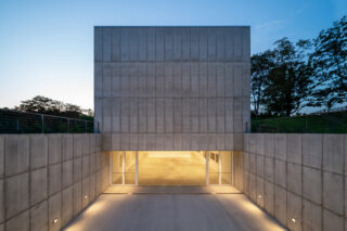 Robert Olnick Pavilion, dimly lit, in Cold Spring, NY