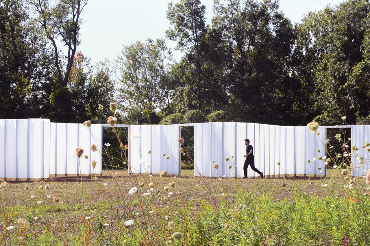 Over The Wall outdoor sculpture installed at Art Omi