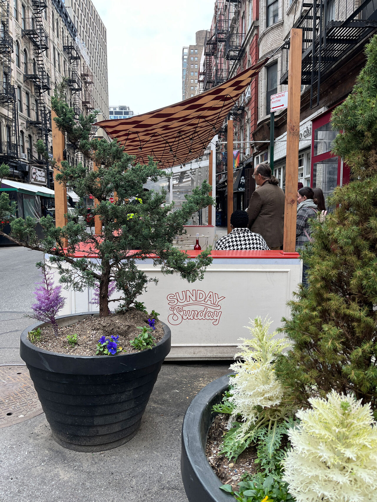 Sunday to Sunday's outdoor dining structure.