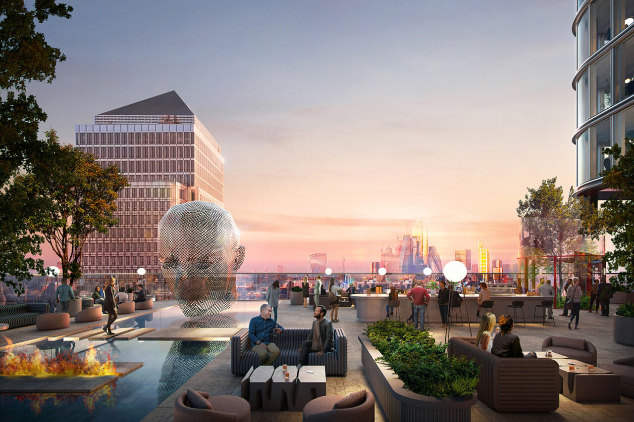 Rooftop terrace view at 8 Canada Square