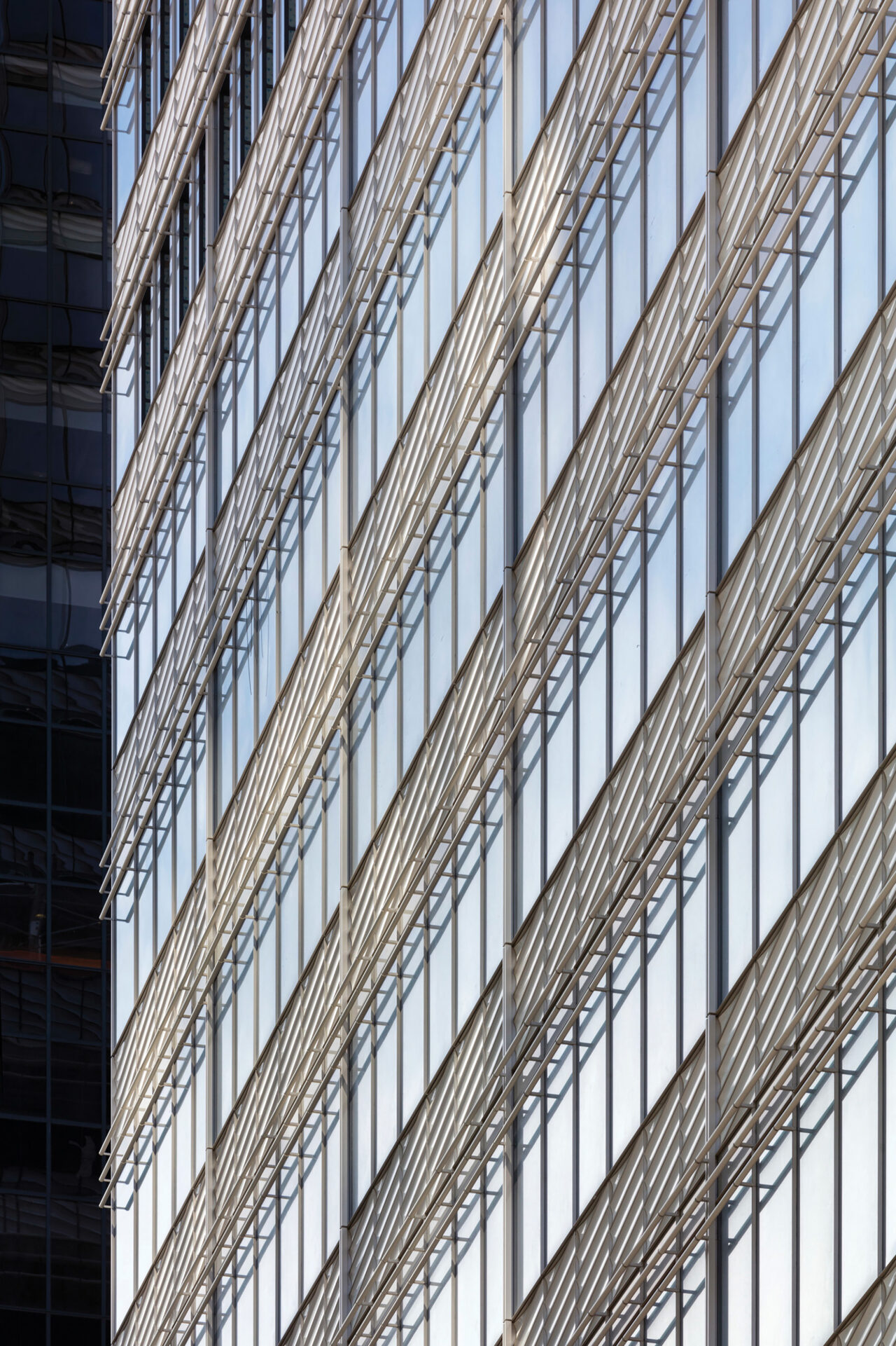 The façade of One Vanderbilt, an office tower in Manhattan designed by KPF.