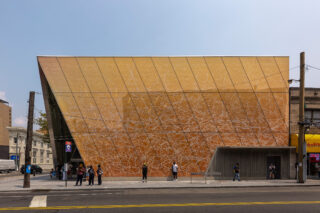 Exterior shot of Far Rockaway Library facade.