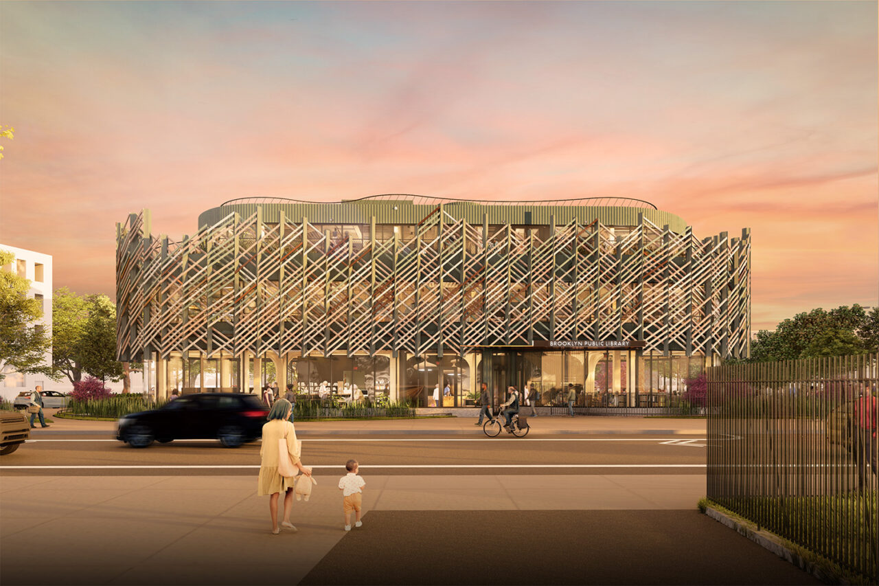 Exterior of New Lots Branch building.