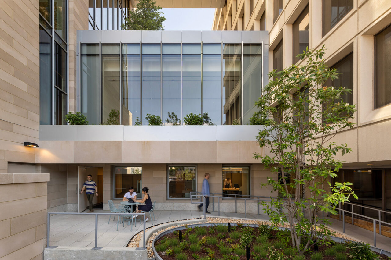 Courtyard of McCourt Public Policy Building.