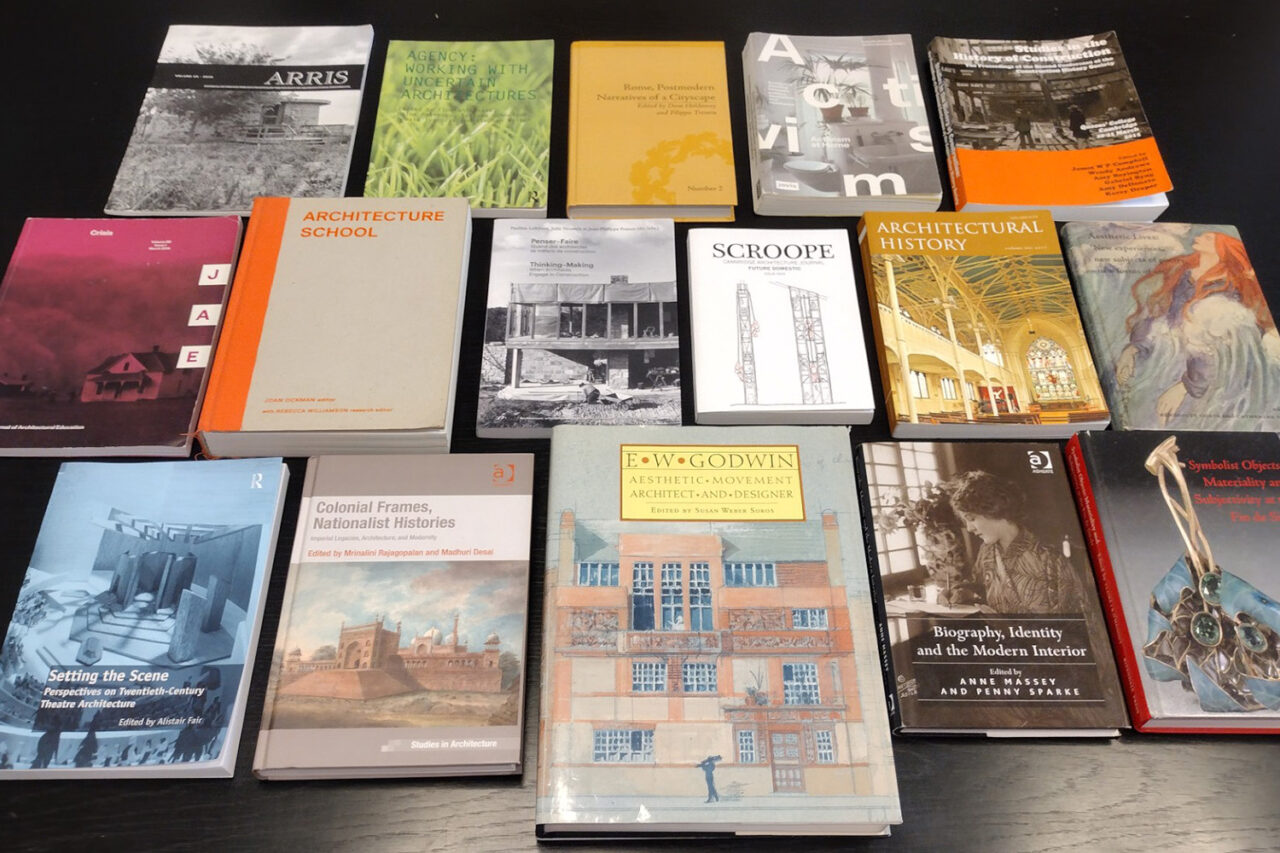 Array of books with chapters by Hayes. Photo: Richard W. Hayes.