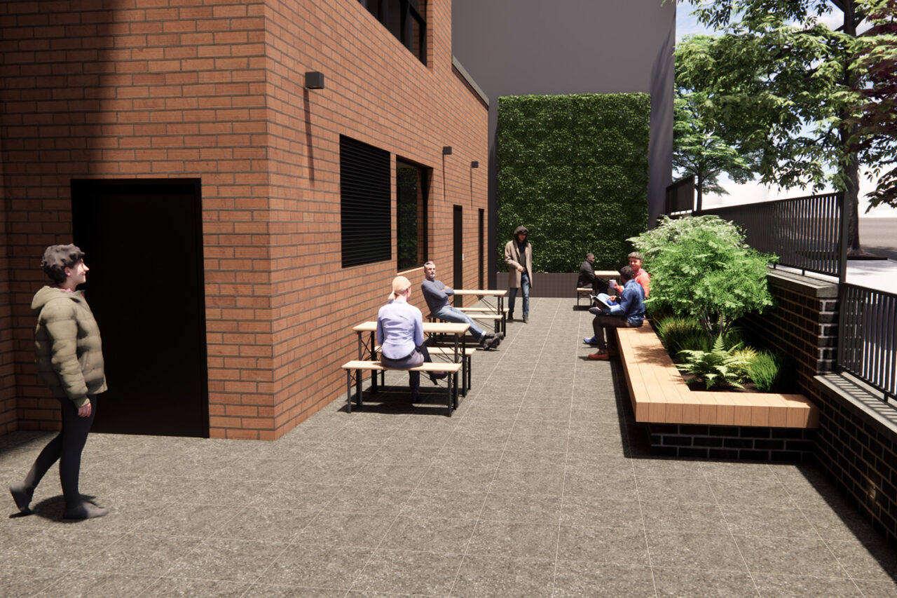 Front courtyard seating area for 1760 Third Avenue.