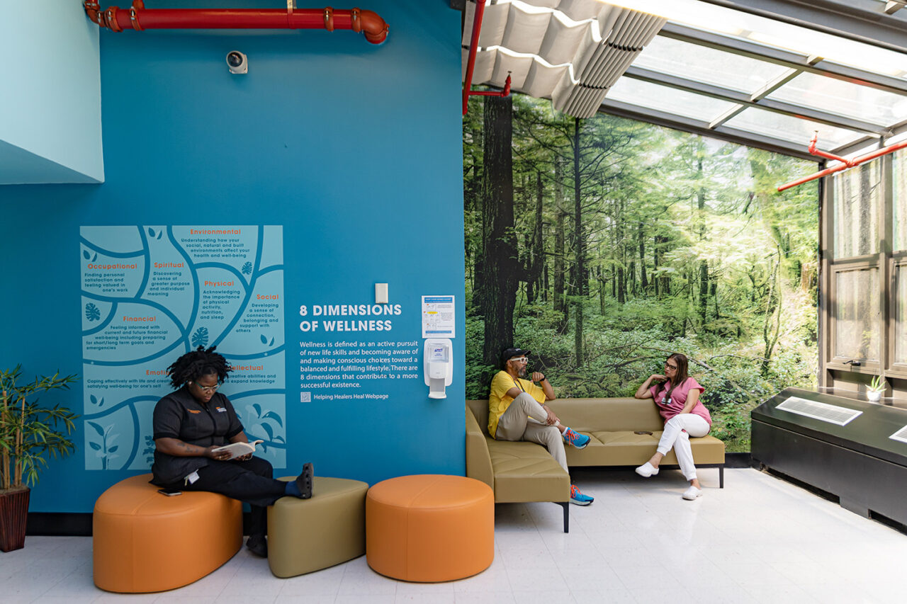 Interior of wellness room in hospital.