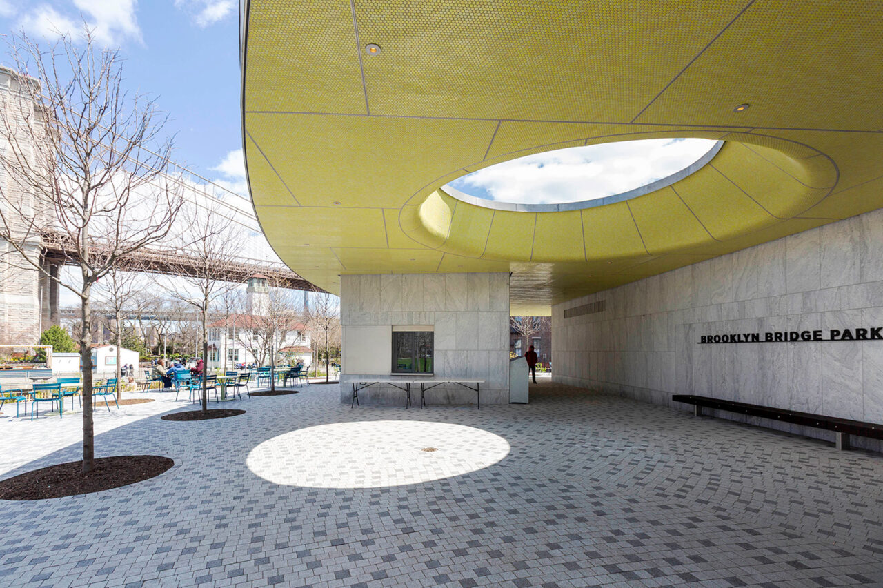 Oculus and courtyard view of Pier 1 Pavilion.