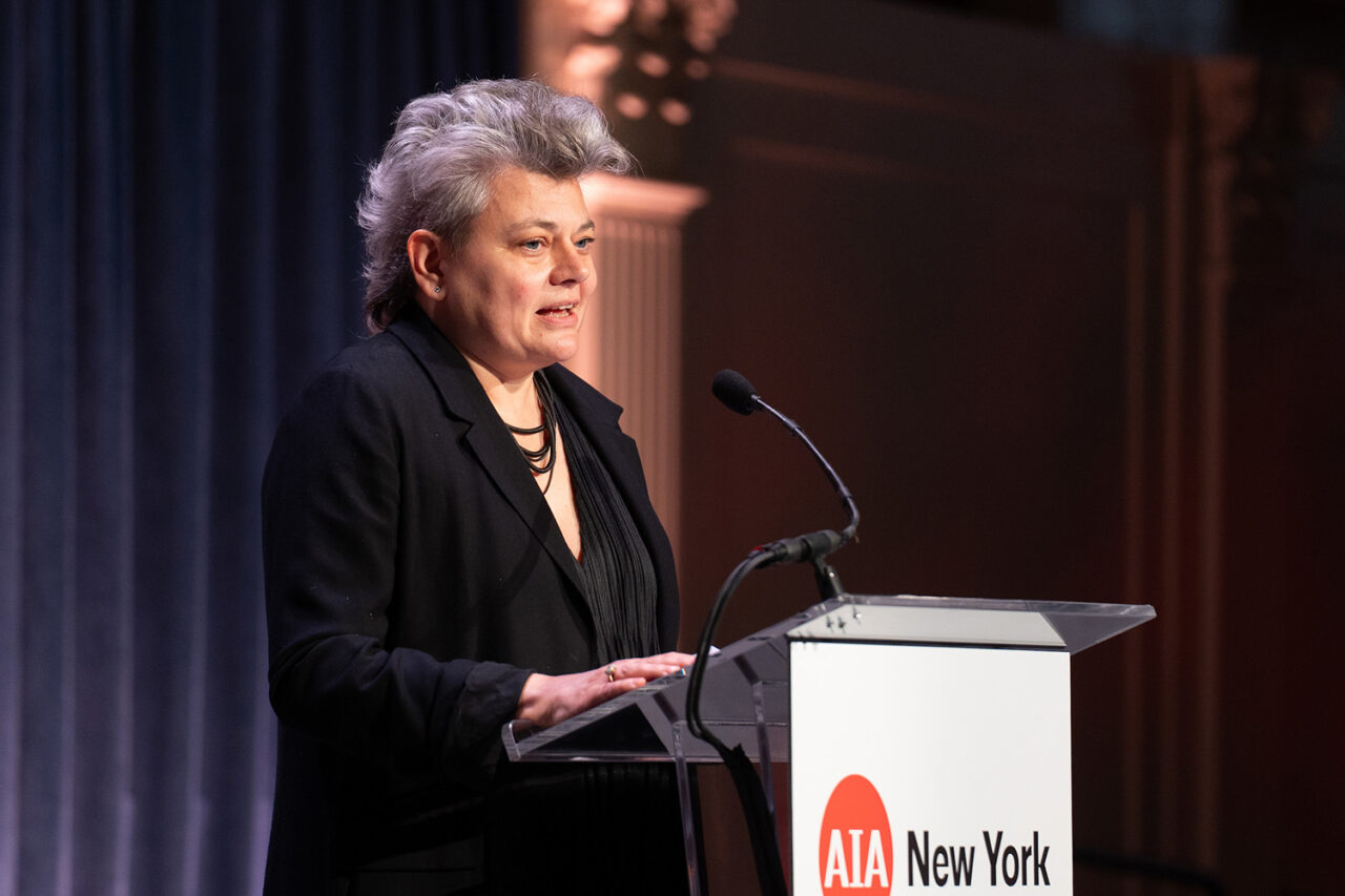 Ana Miljački, founder of I Would Prefer Not To, receives the Architecture in Media Award. Photo: Samuel Lahoz.