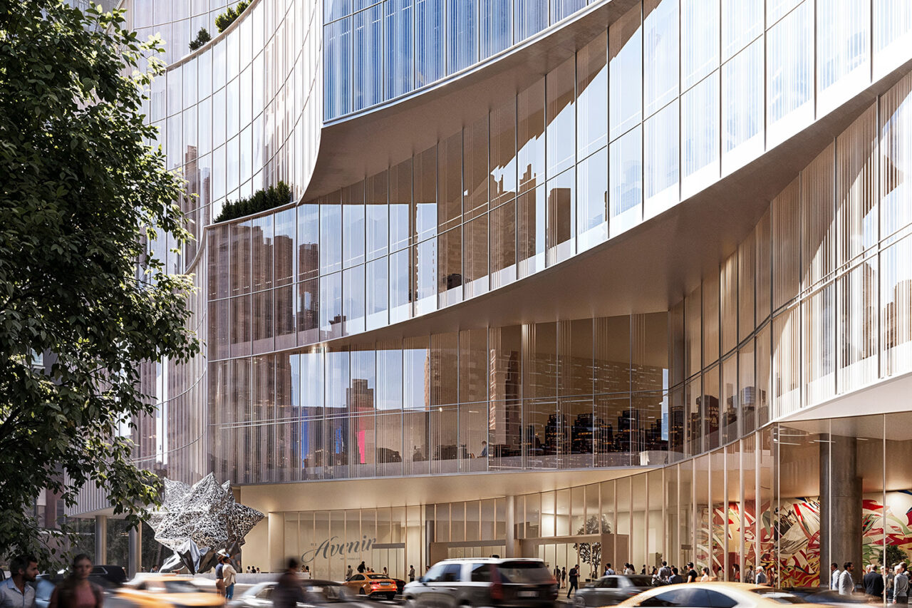 Close-up of skyscraper facade.