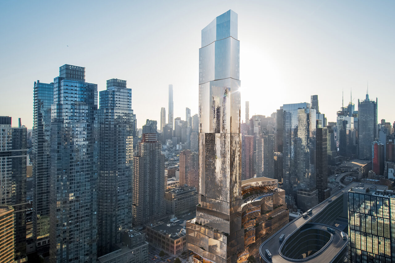 Rendering of glassy skyscraper in New York City.
