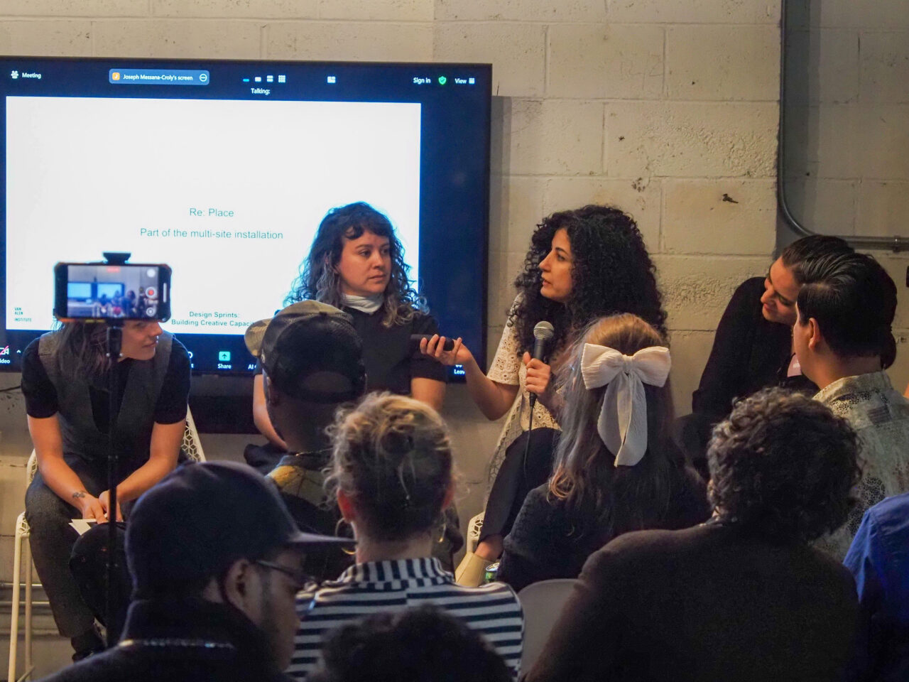 ReFrame Architecture’s Yalda Keramati at an event at the Van Alen Institute this spring, which was focused on activating vacant storefronts. Photo: Alisha Kim Levin, courtesy Van Alen Institute.