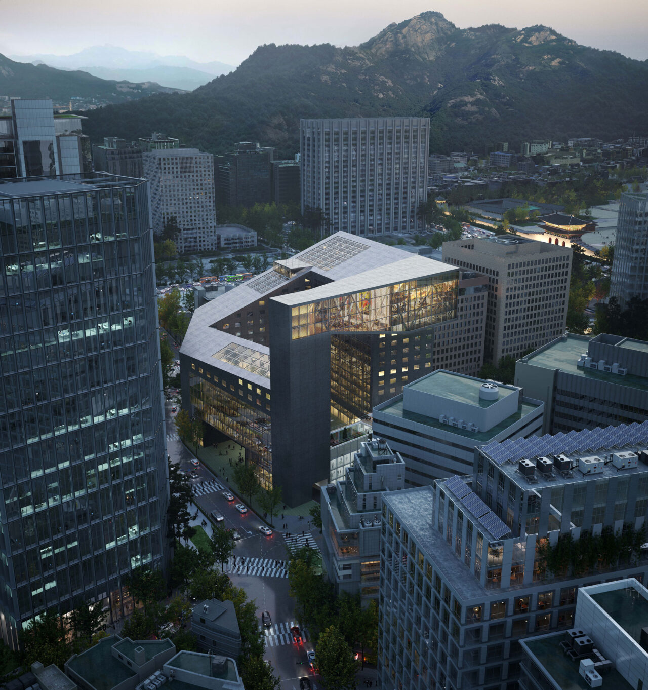 OBRA Architects’s competition entry for the Jongnomun Government District Complex in Seoul, South Korea, proposeda building wrapped around a central, publicly accessible courtyard. Photo: OBRA Architects.