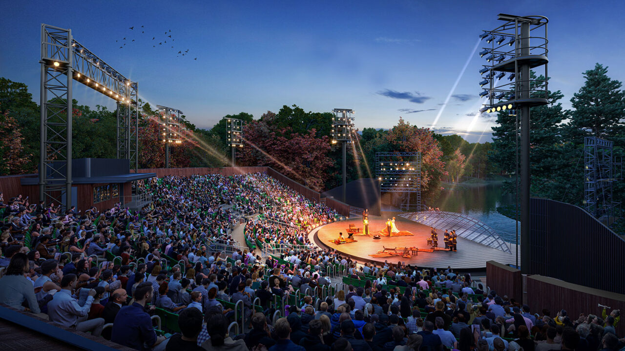 Stage at The Delacorte, home to The Public Theater’s Shakespeare in the Park