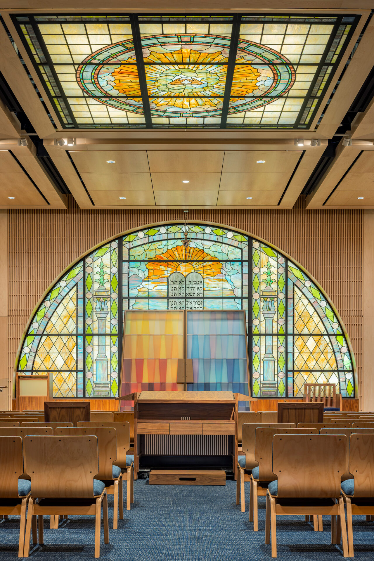 Synagogue by RKTB Architects and Lance Jay Brown, FAIA, and synagogue management in New York, NY. Photo: Albert Vecerka/ESTO, courtesy RKTB.