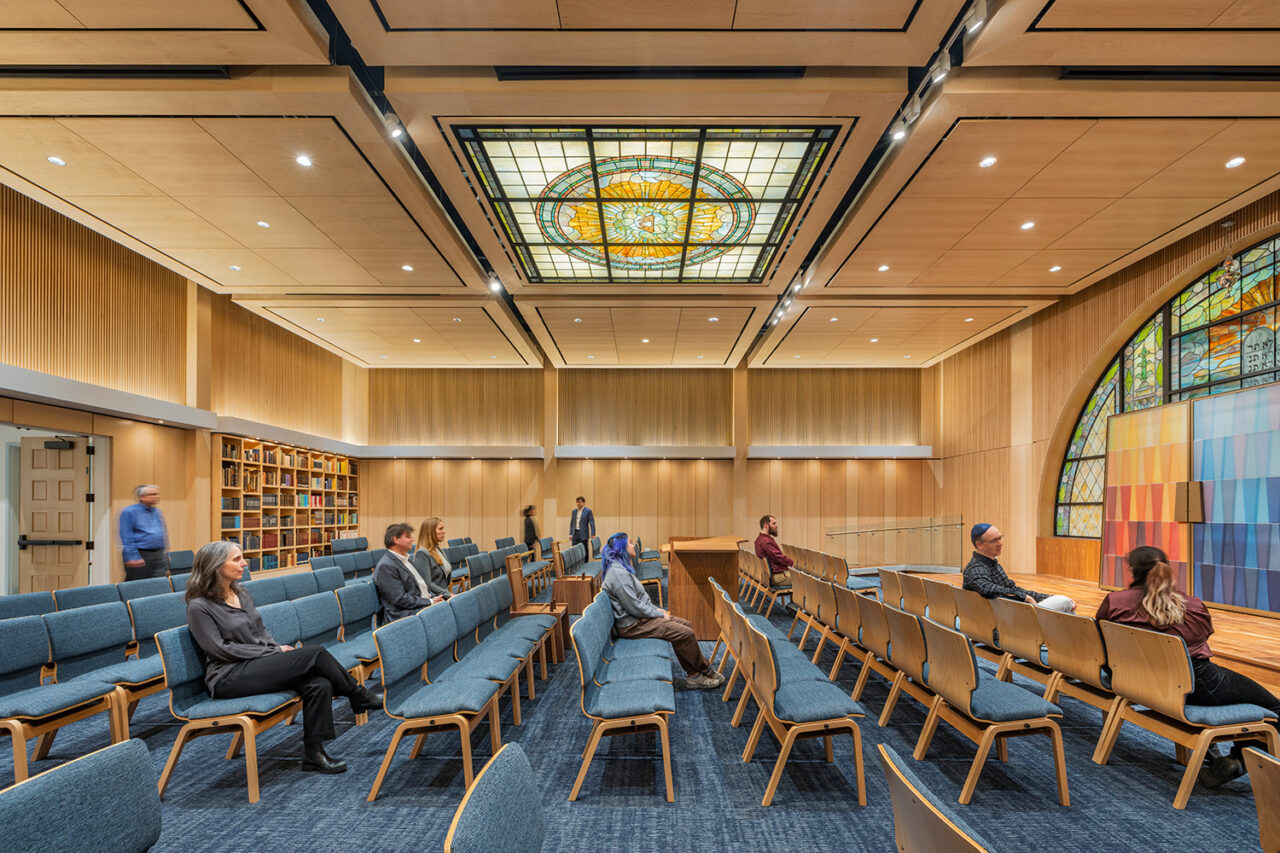 Synagogue by RKTB Architects and Lance Jay Brown, FAIA, and synagogue management in New York, NY. Photo: Albert Vecerka/ESTO, courtesy RKTB.